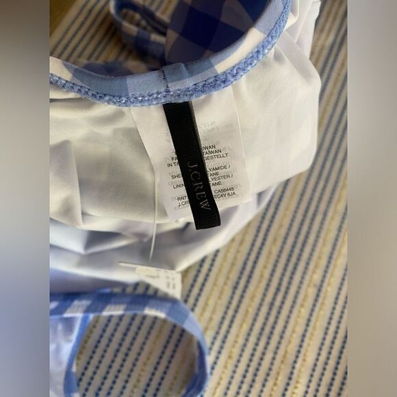 J. CREW Swimsuit Womens Size 4 Gingham Check White And Light Blue One Piece - Picture 7 of 13